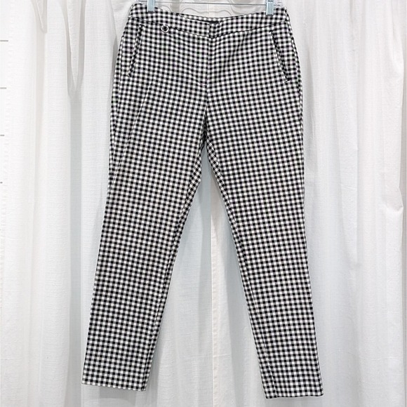 Adrianna Papell Pants - Adrianna Papell Ankle Pant Sz 8 Kate Fit Black White Gingham Check Preppy Office